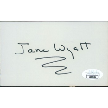 Jane Wyatt Actress Signed 3x5 Index Card JSA Authenticated