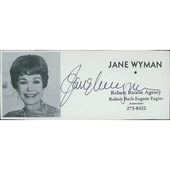 Jane Wyman Actress Signed 2x4.5 Directory Cut JSA Authenticated