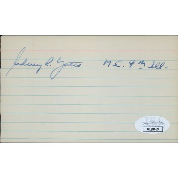 Sidney Yates Illinois Congressmen Signed 3x5 Index Card JSA Authenticated