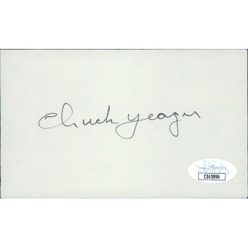 Chuck Yeager Test Pilot Signed 3x5 Index Card JSA Authenticated