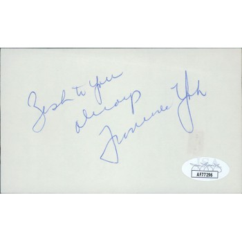 Francine York Model Actress Signed 3x5 Index Card JSA Authenticated
