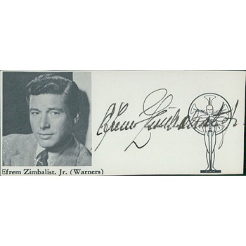 Efrem Zimbalist Jr. Actor Signed 2x4 Directory Cut JSA Authenticated