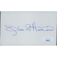 Olivia de Havilland Actress Signed 3x5 Index Card JSA Authenticated