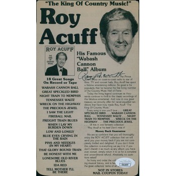 Roy Acuff Country Singer Signed 5.25x9 Cut Page JSA Authenticated