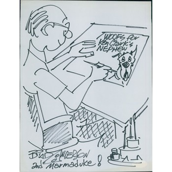 Brad Anderson Marmaduke Cartoonist Signed 8.5x11 Page Sketch JSA Authenticated