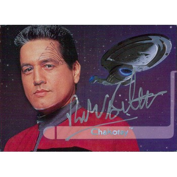 Robert Beltran Star Trek Voyager Signed 1995 Skybox Card #E2 JSA Authenticated