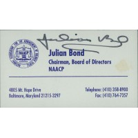 Julian Bond Civil Rights Activist Leader Signed 2.5x3 Business Card JSA Authen