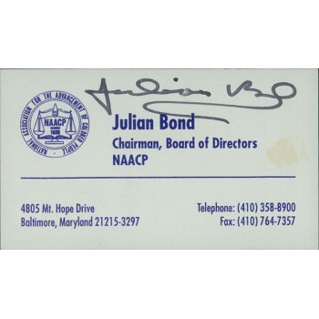 Julian Bond Civil Rights Activist Leader Signed 2.5x3 Business Card JSA Authen