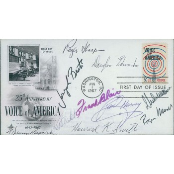 Broadcast Journalist Signed Voice Of America Cachet by 10 JSA Auth Cronkite Mudd