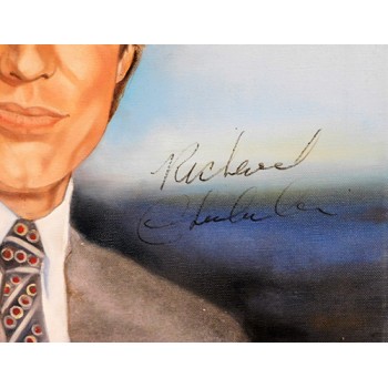 Richard Chamberlain Signed 16x20 One Of A Kind Hand Painted Canvas JSA Authentic
