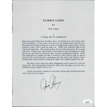 Tom Clancy Patriot Games Signed Souvenir Typescript JSA Authenticated