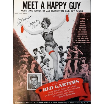 Rosemary Clooney Signed Meet A Happy Guy Sheet Music JSA Authenticated