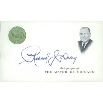 Richard J Daley Mayor of Chicago Signed 3.25x5.5 Card JSA Authenticated