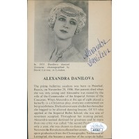 Alexandra Danilova Ballerina Signed 4x6.5 Cut Page Photo JSA Authenticated