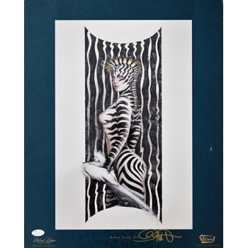 Olivia De Berardinis Signed Zebra Lady III 16x20 Lithograph Art Poster JSA Authenticated