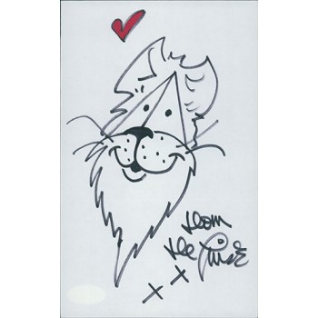 Dom DeLuise Actor Signed 5x8 Hand Drawn Sketch Card Stock JSA Authenticated