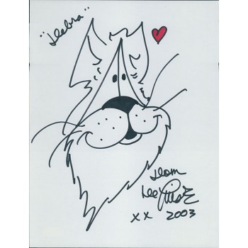 Dom DeLuise Actor Signed 8.5x11 Hand Drawn Sketch Cardstock JSA Authenticated