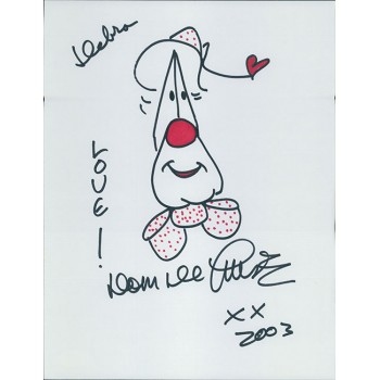 Dom DeLuise Actor Signed 8.5x11 Hand Drawn Sketch Cardstock JSA Authenticated