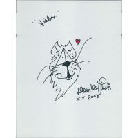 Dom DeLuise Actor Signed 8.5x11 Hand Drawn Sketch Cardstock JSA Authenticated