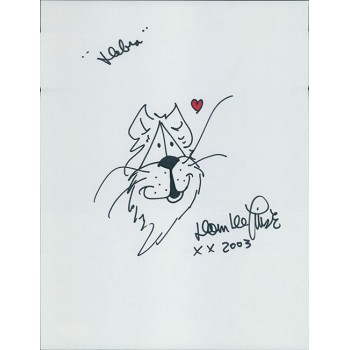 Dom DeLuise Actor Signed 8.5x11 Hand Drawn Sketch Cardstock JSA Authenticated