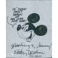 Eldon Dedini Mickey Cartoonist Signed 8x10 Page Sketch JSA Authenticated