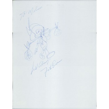 Fats Domino Pianist Singer Signed 8.5x11 Sketch Page JSA Authenticated