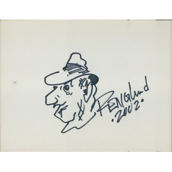 Robert Englund Actor Signed 8.5x11 Hand Drawn Sketch Cardstock JSA Authenticated