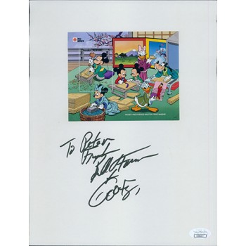 Bill Farmer Goofy Signed 8.5x11 Card Stock W/ 4x5 Stamp Label JSA Authenticated