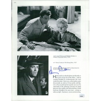 Henry Fonda The Wrong Man Actor Signed 8.5x11 Cut Page JSA Authenticated