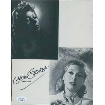 Greer Garson Actress Signed 7x9 Cut Page Photo JSA Authenticated