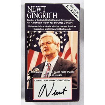 Newt Gingrich Signed VHS Tape Cover Nixon Library Exclusive JSA Authenticated