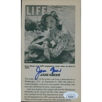 Jane Greer Actress Signed 4x6.5 Cut Page Photo JSA Authenticated