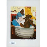 Varnette Honeywood Signed Tub 5x7 Print JSA Authenticated
