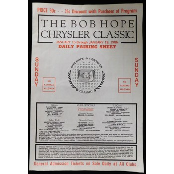 Bob Hope Actor Comedian Signed Chrysler Classic Pairing Sheet JSA Authenticated