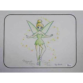 Margaret Kerry Disney Tinker Bell Signed 12.5x10.5 Color Sketch JSA Authenticated