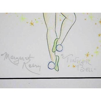 Margaret Kerry Disney Tinker Bell Signed 12.5x10.5 Color Sketch JSA Authenticated