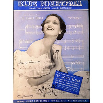 Dorothy Lamour Signed Blue Nightfall Sheet Music JSA Authenticated