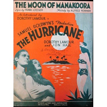 Dorothy Lamour Signed The Moon Of Manakoora Sheet Music JSA Authenticated