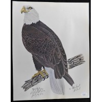 Richard G. Lowe Signed 11x14 Bald Eagle Lithograph Print JSA Authenticated