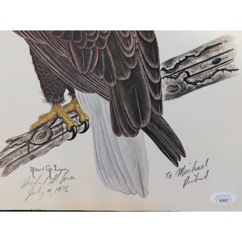 Richard G. Lowe Signed 11x14 Bald Eagle Lithograph Print JSA Authenticated