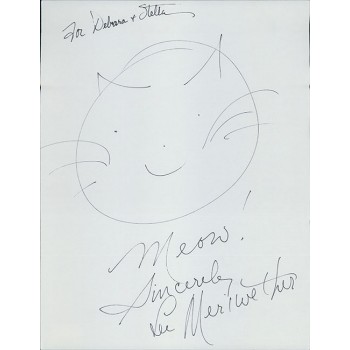 Lee Meriwether Actress Signed 8.5x11 Hand Drawn Sketch Cardstock JSA Authentic
