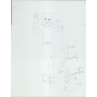 Lee Meriwether Actress Signed 8.5x11 Hand Drawn Sketch Cardstock JSA Authentic