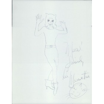 Lee Meriwether Actress Signed 8.5x11 Hand Drawn Sketch Cardstock JSA Authentic
