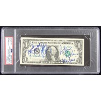 The Monkees Signed One Dollar Bill Currency PSA Authenticated Davy Peter Micky