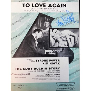 Kim Novak Signed To Love Again Sheet Music JSA Authenticated