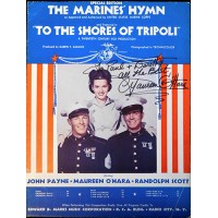 Maureen O'Hara Signed The Marines' Hymn Sheet Music JSA Authenticated