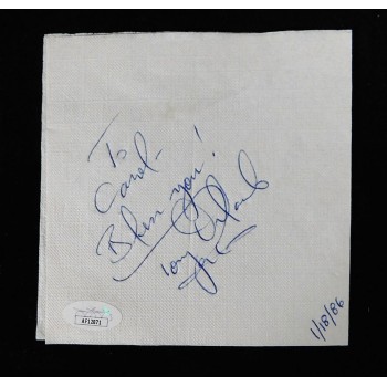 Tony Orlando Singer Signed 5x5 TGI Fridays Napkin JSA Authenticated