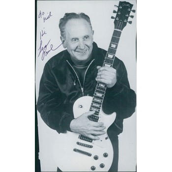 Les Paul Jazz Musician Signed 3.5x6 Cut Page JSA Authenticated