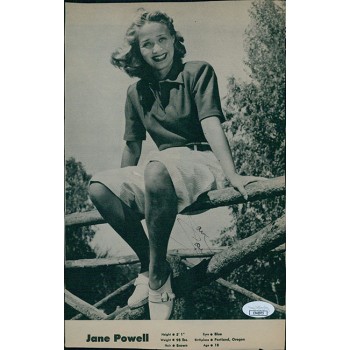 Jane Powell Actress Signed 7x11 Cut Magazine Page JSA Authenticated