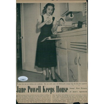 Jane Powell Actress Signed 7x10.5 Cut Magazine Page JSA Authenticated